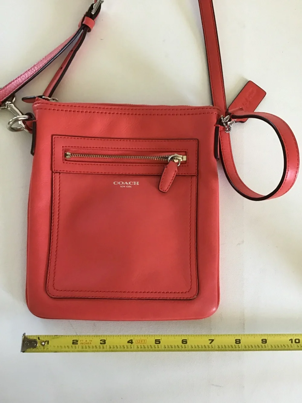 Coach Coral Leather Swingpack Crossbody Bag | Slim Zip Crossbody Purse